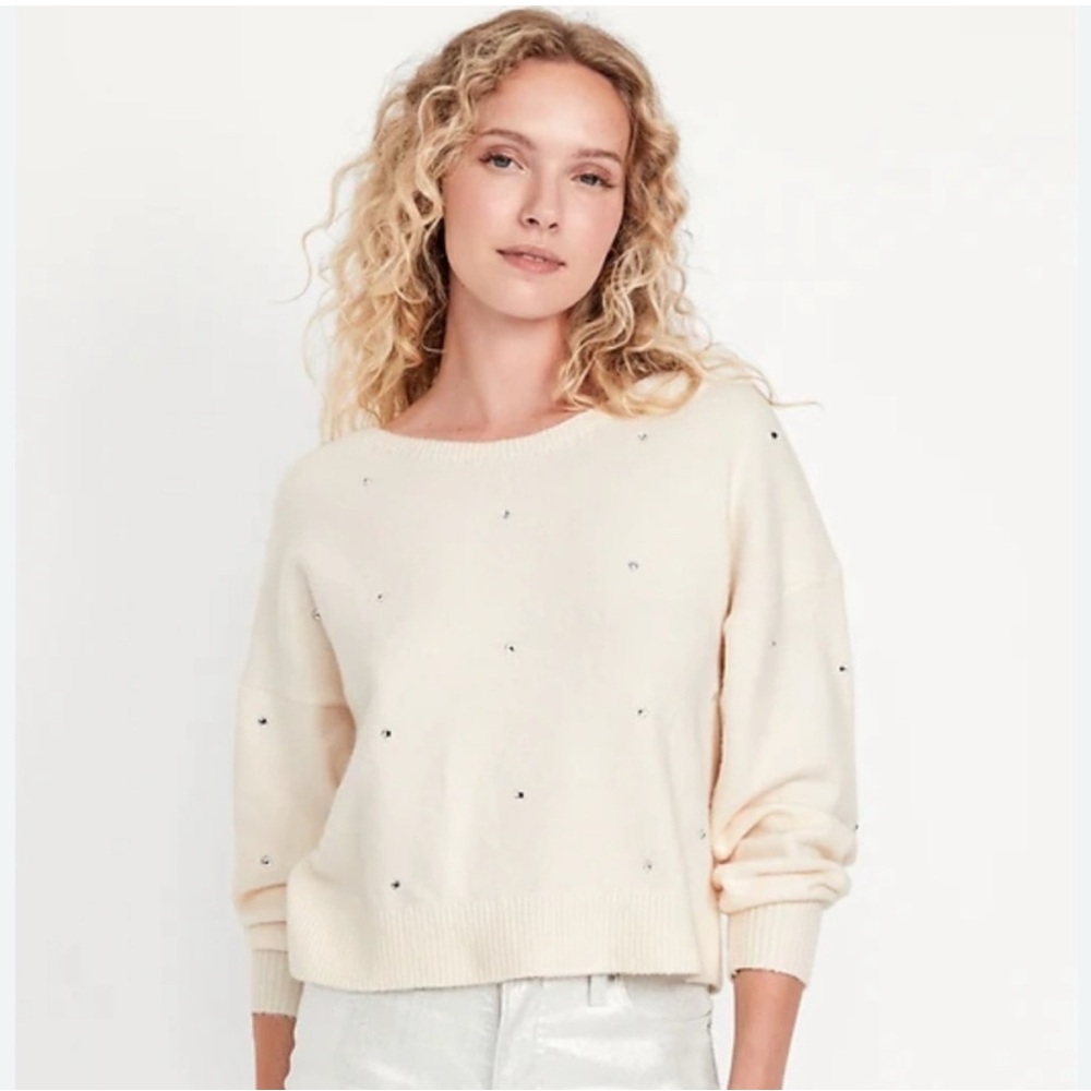 Old Navy Cream Sweater with Delicate Accents